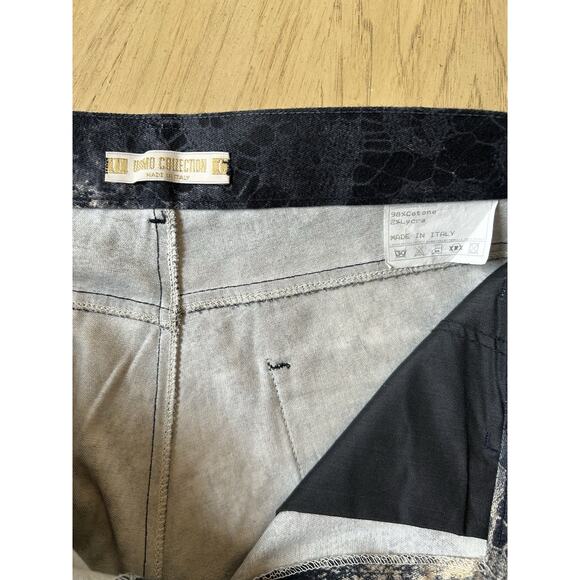Custom bleach dye flared Uomo Collection Men’s Gold Dark Jeans Made In Italy - Picture 11 of 16